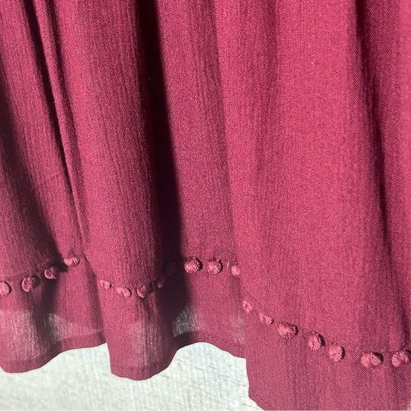 Old Navy Womens Burgundy Peasant Cottage Tassel Balloon Sleeve Blouse small - Picture 6 of 9